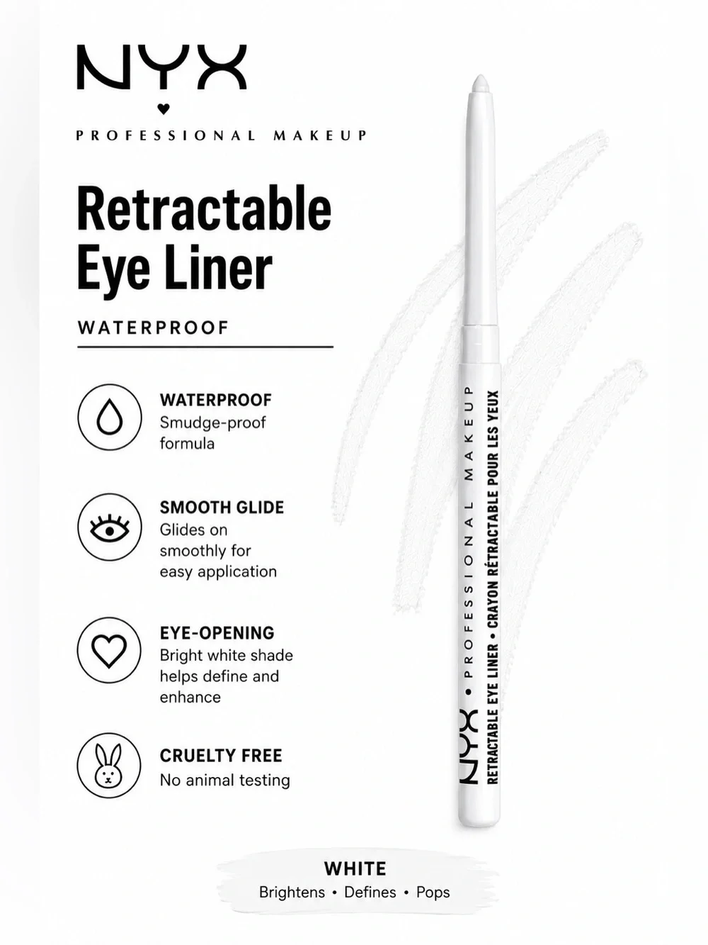 NWT/Sealed NYX Retractable Waterproof Eyeliner in White